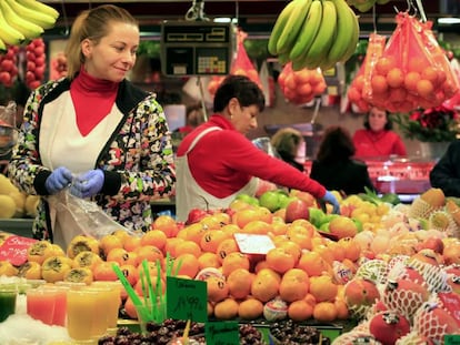 Fruter&iacute;a del Mercado de la Boquer&iacute;a de Barcelona. 