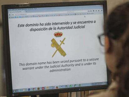 Aspecto que presentan las paginas intervenidas por la Guardia Civil.