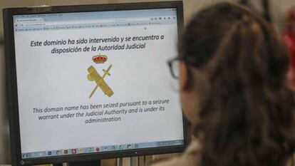 Aspecto que presentan las paginas intervenidas por la Guardia Civil.