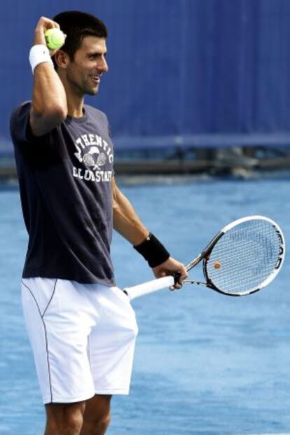 Djokovic, en las instalaciones de la Caja Mágica de Madrid.