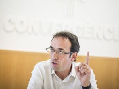 El nuevo coordinador general de CDC, Josep Rull, en la sede del partido en Barcelona.