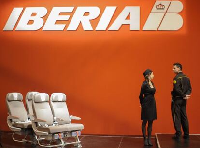 Expositor de Iberia en la última edición de la Feria Internacional de Turismo (Fitur) en Madrid.