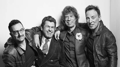 Bono, Jann Wenner, Mick Jagger y Bruce Springsteen, fotografiados por Mark Seliger en 2009.