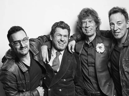 Bono, Jann Wenner, Mick Jagger y Bruce Springsteen, fotografiados por Mark Seliger en 2009.