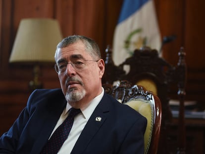 Bernardo Arévalo durante una entrevista en Palacio de Gobierno en febrero.