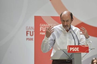 Alfredo P&eacute;rez Rubalcaba speaking in Ja&eacute;n on Saturday. 