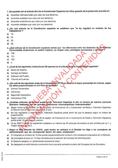 Prueba de las oposiciones de RTVE al puesto de informador canceladas.