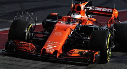 Stoffel Vandoorne en Montmeló este jueves.
