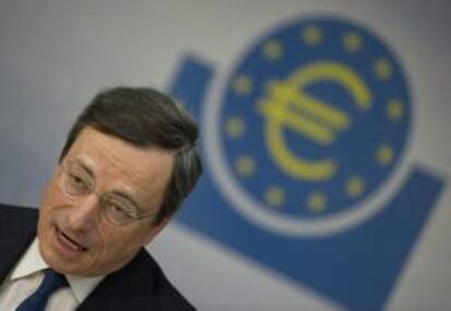El presidente del Banco Central Europeo (BCE), Mario Draghi ayer durante la rueda de prensa celebrada en Fráncfot, Alemania.