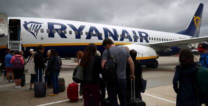 Pasajeros de un vuelo de Ryanair.