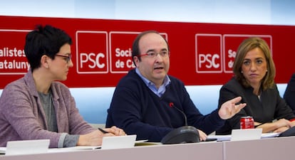 Miquel Iceta amb Carme Chacón (dreta) i Eva Granados.