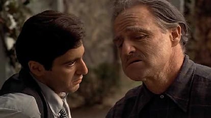Al Pacino y Vito Corleone, en la secuencia de instrucciones para el futuro de 'El padrino'.