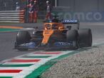 McLaren's Spanish driver Carlos Sainz Jr drives during the third practice session at the Autodromo Nazionale circuit in Monza on September 5, 2020 ahead of the Italian Formula One Grand Prix. (Photo by Luca Bruno / POOL / AFP)