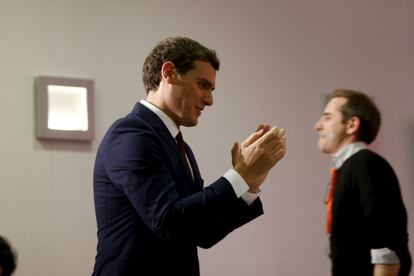 Albert Rivera, durante la noche electoral de las elecciones generales del 20-D, el 20 de diciembre de 2015 en el madrileño hotel Eurobuilding.