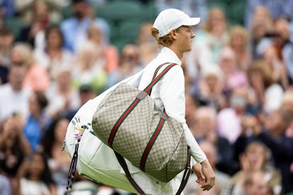 Jannik Sinner at The Wimbledon Lawn Tennis Championship at the All England Lawn and Tennis Club at Wimbledon on July 14th, 2023 in London, England