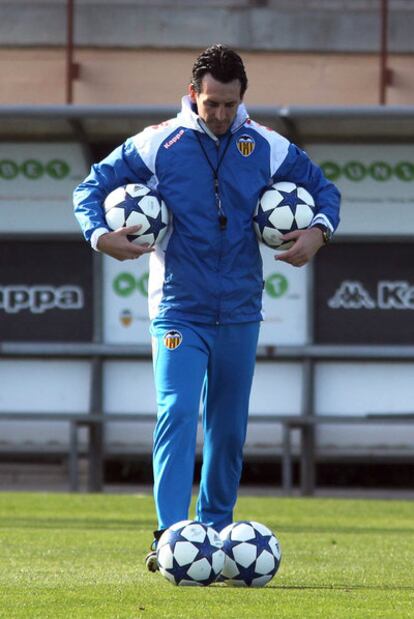 Emery, durante un entrenamiento esta temporada.