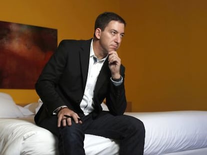 Glenn Greenwald, en un hotel en Madrid este jueves.