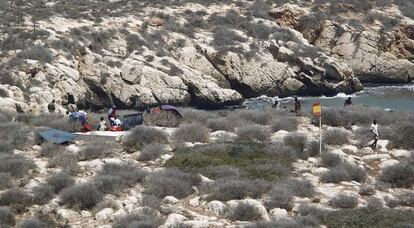 Immigrants on Isla de Tierra, off the shores of Morocco.