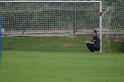 Bielsa, ayer en un entrenamiento del Athletic.