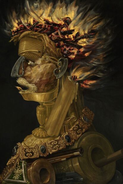 La obra <i>Alegoría del fuego</i>, pintada por Giuseppe Arcimboldo en 1566.