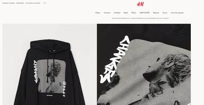 Una "sudadera oversize con capucha", según la decripción del sitio de H&M, con la firma e imagen del cantante.