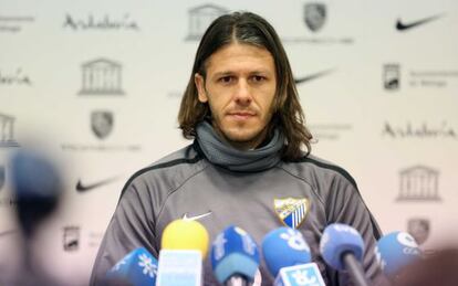 Demichelis, en la rueda de prensa.