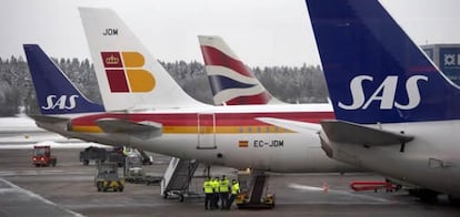 Aviones de Iberia en el aeropuerto de Heathrow (Londres)