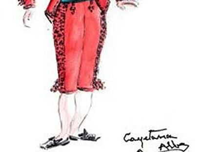 Boceto del traje diseñado por la duquesa de Alba para Cayetano Rivera.