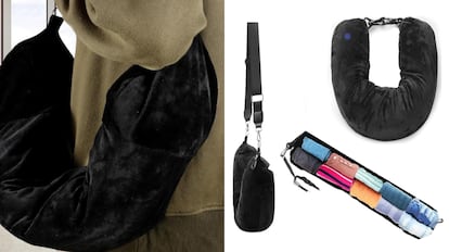 almohada de viaje para rellenar con ropa y correa ajustable