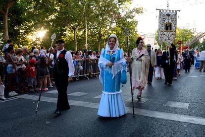 Celebración de la Virgen de la Paloma el 15 de agosto de 2024 en Madrid.