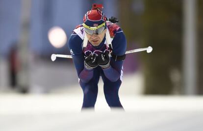 Bjoerndalen, durante la prueba de biatl&oacute;n.