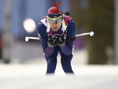 Bjoerndalen, durante la prueba de biatlón.