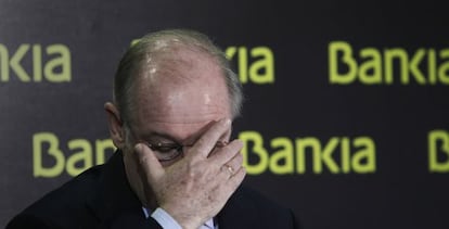 Rodrigo Rato durante una rueda de prensa, en febrero de 2012. 