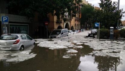 Conseqüències de la pluja a Girona.