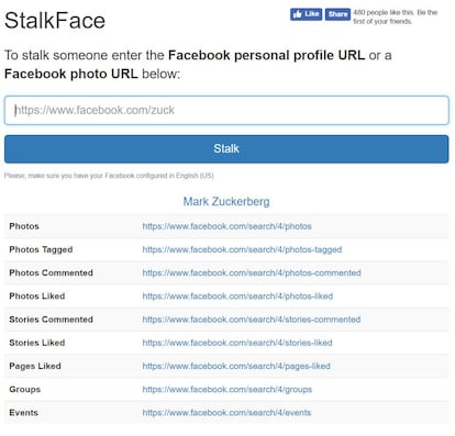 StalkFace hace visibles contenidos que no siempre aparecen en los buscadores