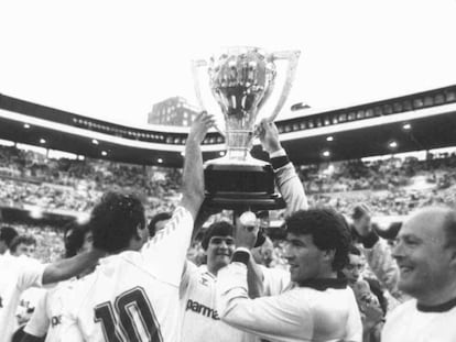 El Real Madrid se hizo con el título de la temporada 1986/87, la última que tuvo 18 participantes.