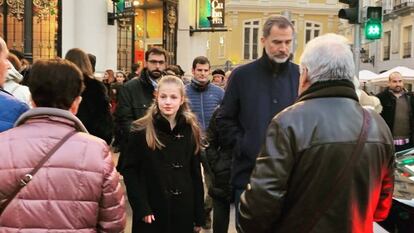 King Felipe and Princess Leonor in Benavente square in Madrid.