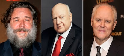 Russell Crowe (izquierda) lo interpretará en una mini serie para Showtime y John Lithgow lo hará en ua película centrada en las mujeres que lo denunciaron por acoso sexual.