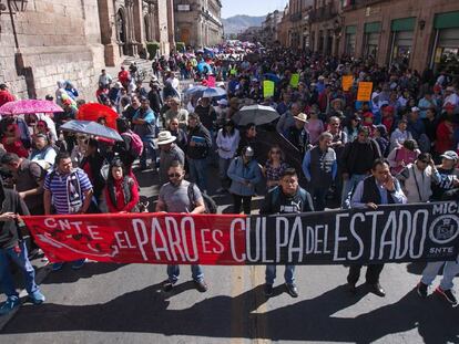 Una de las movilizaciones magisteriales en Morelia, Michoacán. 