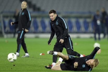 Messi, durant l'entrenament de dimarts a Yokohama.