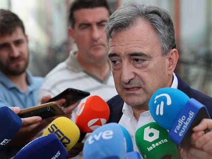 El presidente del PNV, Aitor Esteban, este jueves en Bilbao.