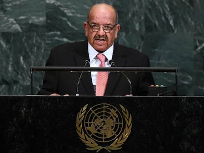 El Ministro de Asuntos Exteriores de Argelia, Abdelkader Messahel, en la ONU, en Nueva York, el pasado 22 de septiembre.