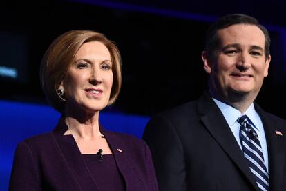 Carly Fiorina y Ted Cruz en imagen de archivo