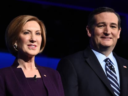 Carly Fiorina y Ted Cruz en imagen de archivo