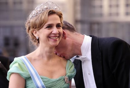 Princess Cristina and Iñaki Urdangarin at the wedding of Sweden's Crown Princess Victoria and Daniel Westling in 2010.
