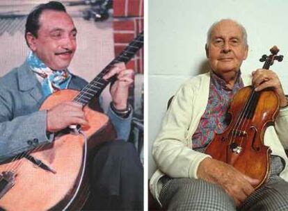 El guitarrista Django Reinhardt (a la izquierda) y el violinista Stéphane Grappelli (a la derecha).