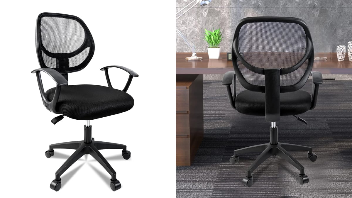 Silla de oficina ergonómica ligera y con reposabrazos.