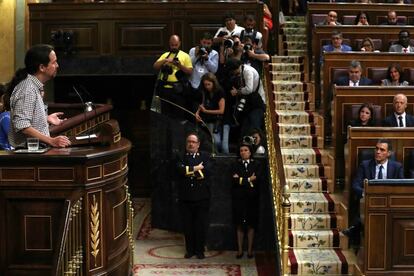 Pablo Iglesias addressing Congress on Thursday.