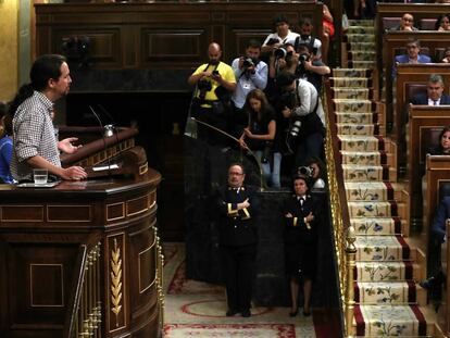 Pablo Iglesias addressing Congress on Thursday.