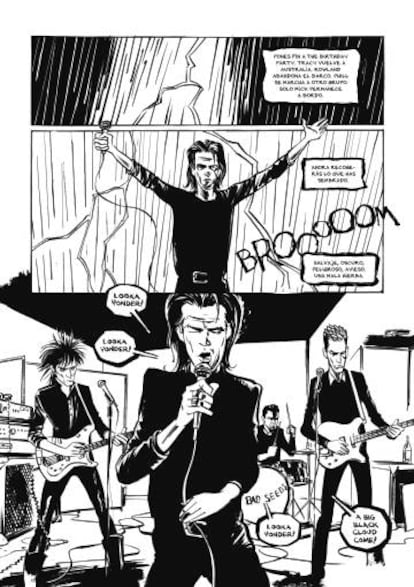 Página del cómic 'Mercy On Me', sobre Nick Cave.